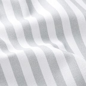 Dekorationsstof Halvpanama Lodrette striber – lysegrå/hvid | Reststykke 50cm, 