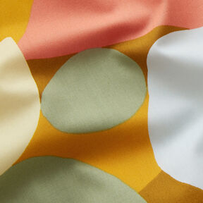 Bomuldspoplin abstrakte former | Nerida Hansen – olivengrøn/hummerfarvet, 