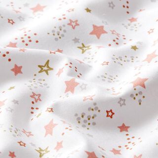 Bomuldspoplin Stjernehimmel – hvid/rosa, 