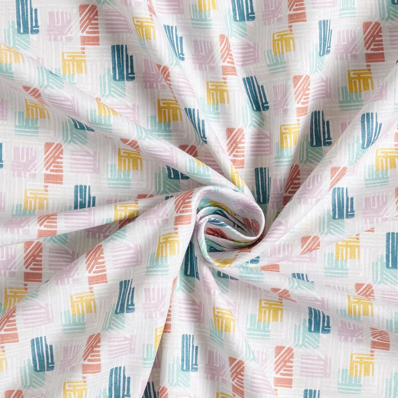 Bomuldsstof Cretonne skraverede former – sølvgrå/pastelviolet,  image number 3