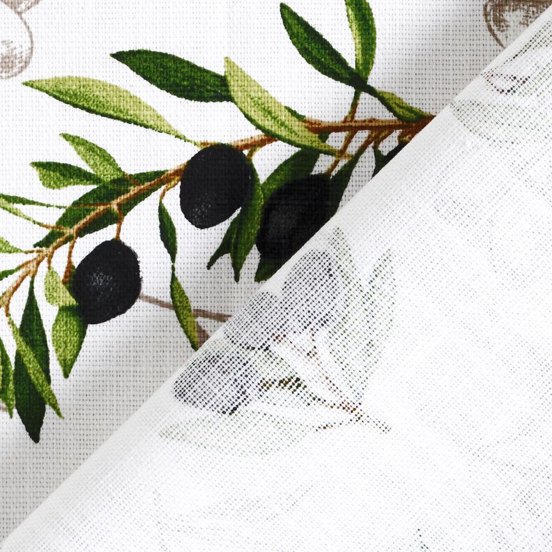 Dekorationsstof Panama oliven – hvid/sort,  image number 4