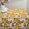 Bomuldsstof Cretonne store retroblomster – sort/solgul,  thumbnail number 6
