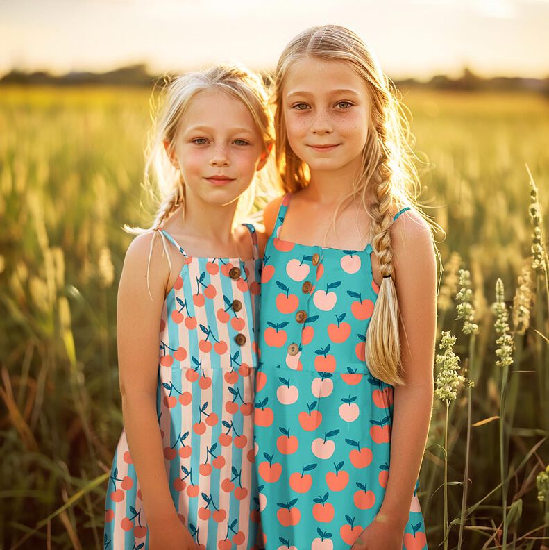 Bomuldspoplin store æbler | Poppy Fabrics – aquablå/laksefarvet,  image number 5