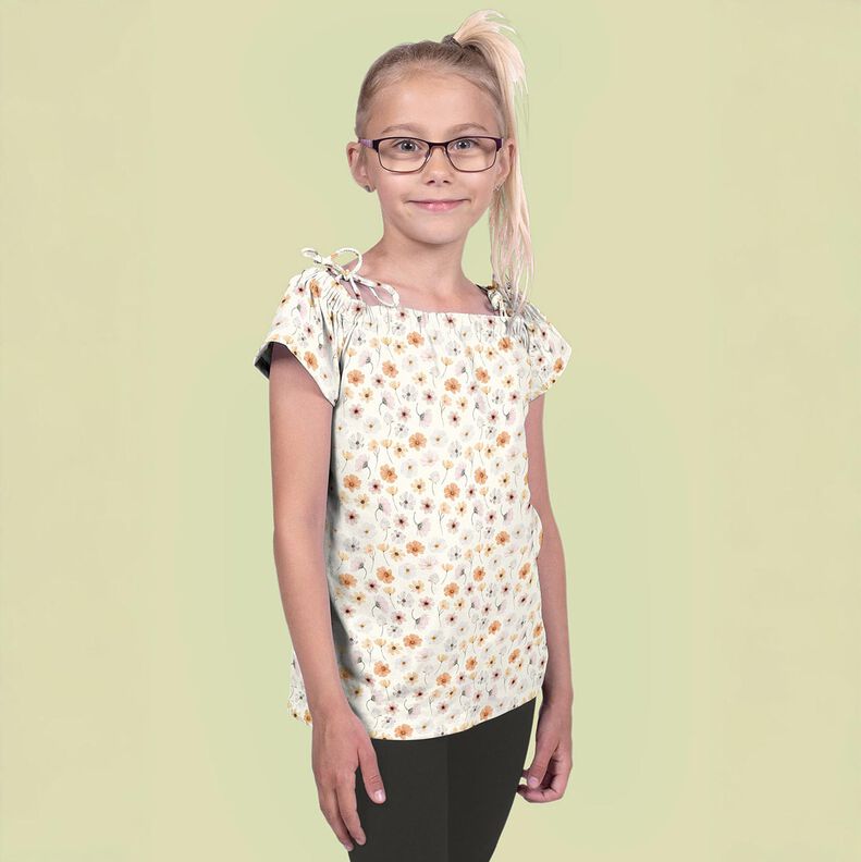 GOTS Bomuldsjersey blomstereng Digitaltryk – beige,  image number 7