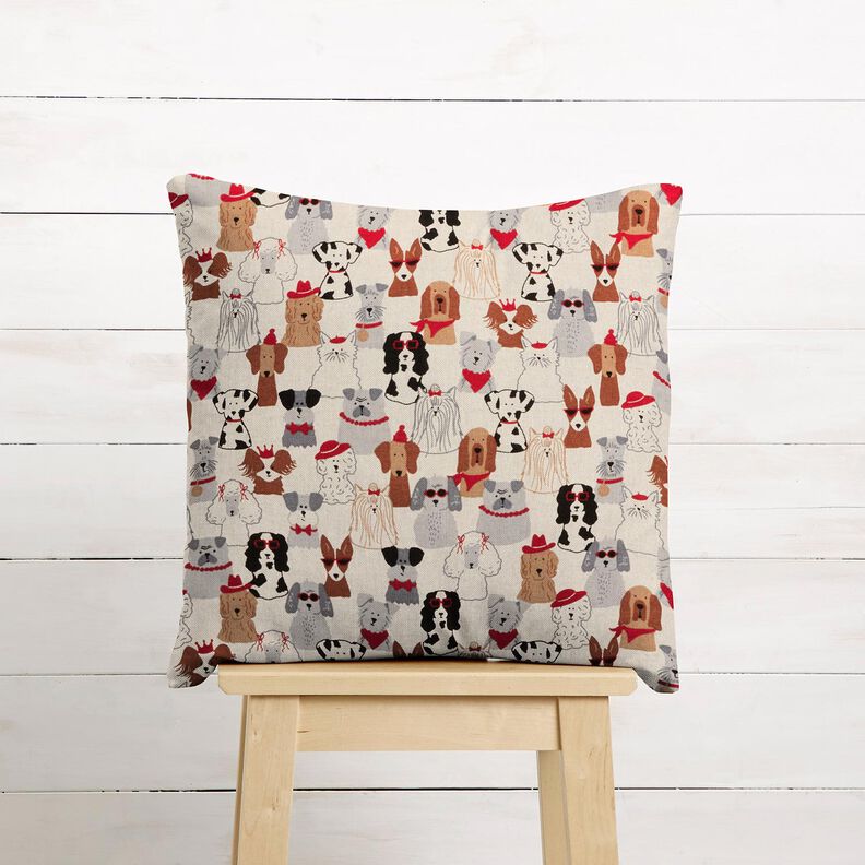 Dekorationsstof Halvpanama elegante hunde – natur/grå,  image number 9