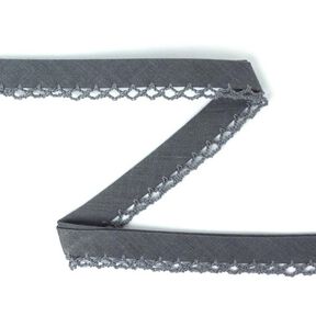 Skråbånd med hæklebort 19 – mørkegrå, 