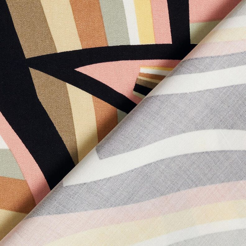 Viskosestof abstrakte linjer – sort/roséguld,  image number 4