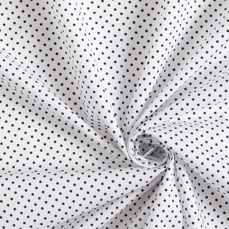 Bomuldspoplin Mini polkaprikker – hvid/sort,  image number 3