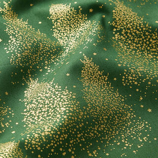 Bomuldsstof Poplin grantræer guldstøv – grøn/guld, 