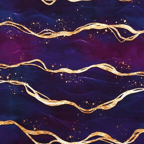 Bomuldsjersey drømmende marmor | Glitzerpüppi  – rødlilla/gammelguld, 