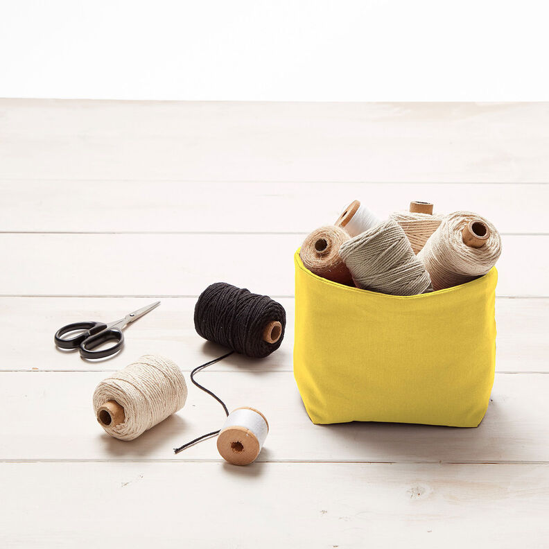 Bomuldsstof Cretonne Ensfarvet – solgul,  image number 7