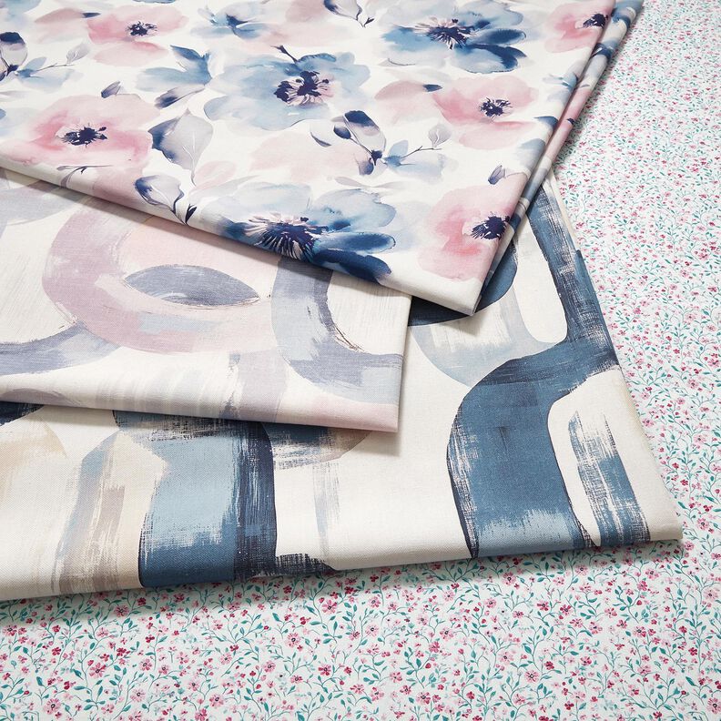 Bomuldsstof Poplin sarte blomster – pebermynte/pastelviolet,  image number 5