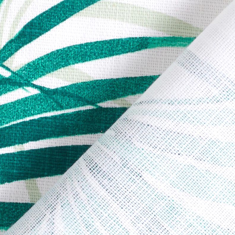 Dekorationsstof Panama palmeblade &ndash; hvid/smaragdgr&oslash;n,  image number 4