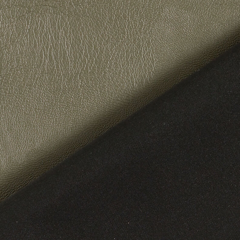 Imiteret skind stretch ensfarvet – kaki,  image number 3