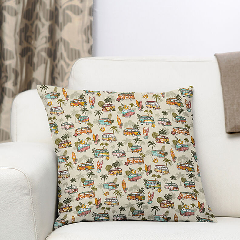 Bomuldsstof Cretonne Roadtrip Surf – beige,  image number 7