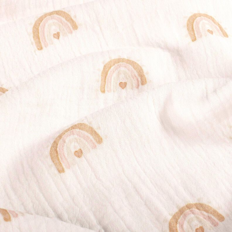 Musselin/Dobbelt-Crincle stof Akvarel-regnbuer Digitaltryk – elfenben,  image number 2