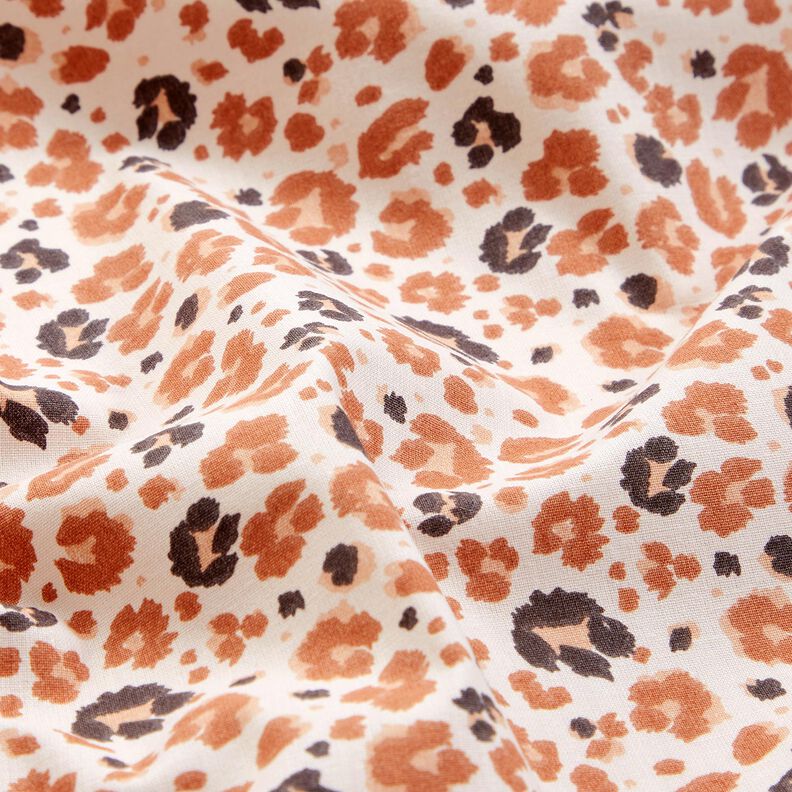 Bomuldsstof Cretonne store leopardpletter – kobberfarvet/lysebeige,  image number 2