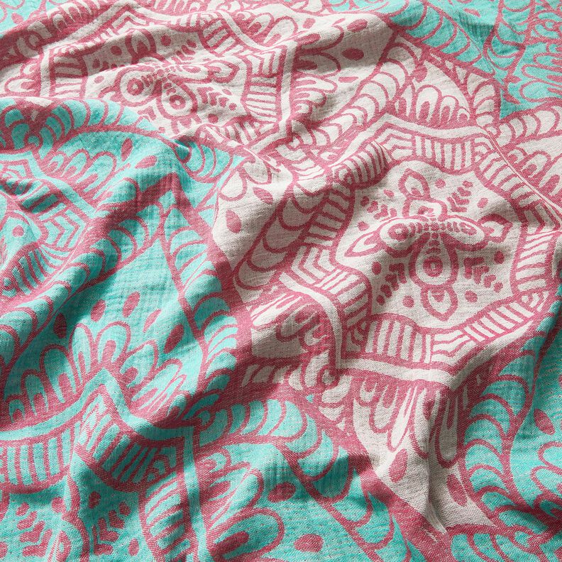Beachwear hammamhåndklæde jacquard-ornamenter – pebermynte/purpur,  image number 2