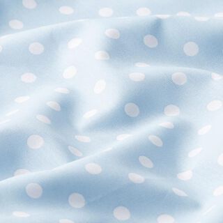Bomuldspoplin store prikker – lyseblå/hvid, 