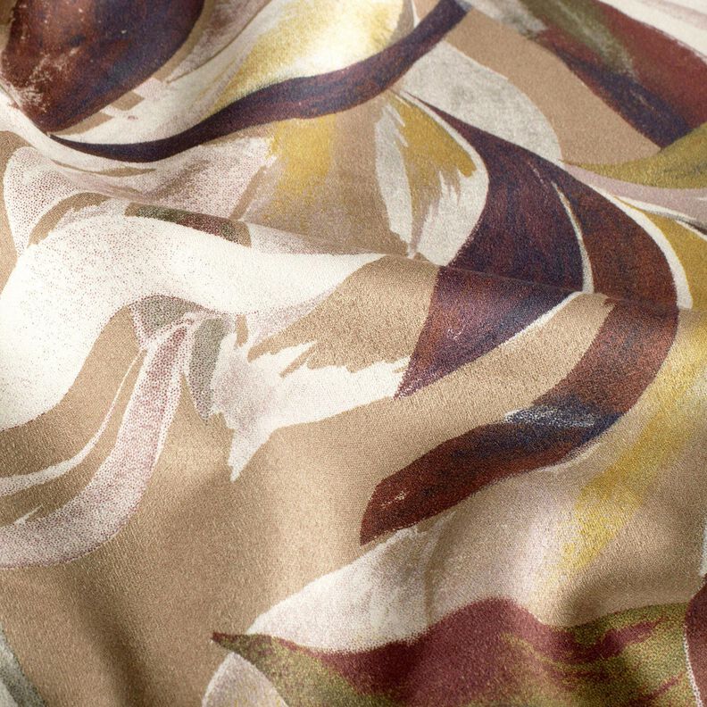 Bladvævning i stretchvelour – mocca/bordeaux,  image number 2