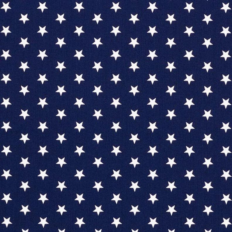 Bomuldspoplin mellemstore stjerner – marineblå/hvid,  image number 1