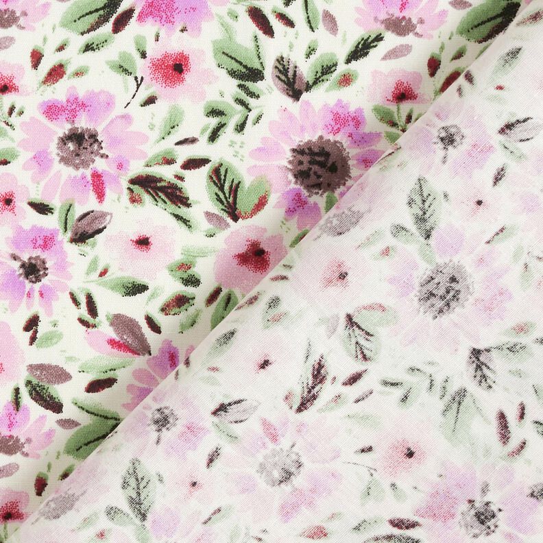 Bomuldspoplin blomsterhav – pastelviolet/hvid,  image number 4