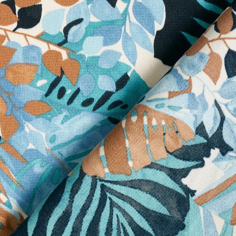 Cr&ecirc;pe Satin palmer og monstera &ndash; str&aring;lende bl&aring;/sort-bl&aring;,  image number 4