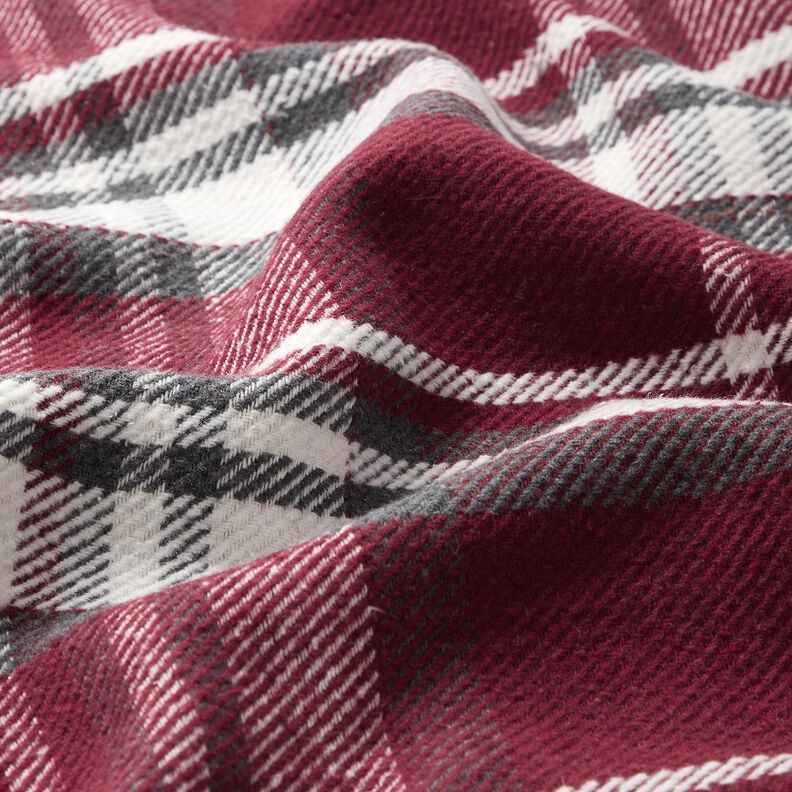 frakkestof med pelsbagside ternet – bordeaux/skiffergrå,  image number 2