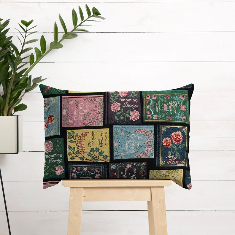 Dekorationsstof Gobelin bogomslag – sort/merlot,  image number 5