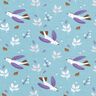 Bomuldsjersey Små fugle – dueblå,  thumbnail number 1