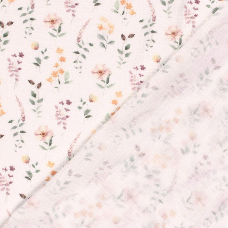 Musselin/Dobbelt-Crincle stof Vild eng Digitaltryk &ndash; hvid,  image number 4