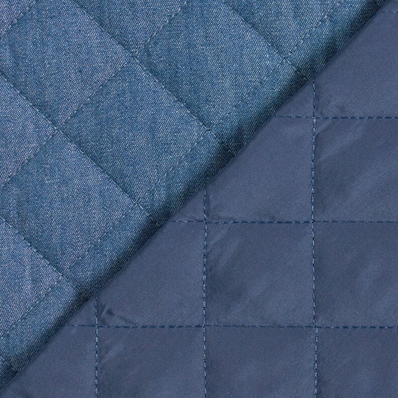 Quiltet stof chambray ensfarvet – jeansblå,  image number 6