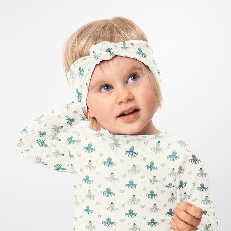 Bomuldsjersey Glade blæksprutter Digitaltryk – uldhvid,  image number 6