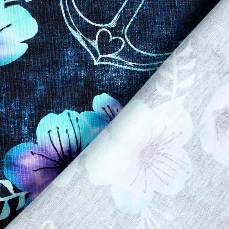 Bomuldsjersey maritime blomster | Glitzerp&uuml;ppi  &ndash; natbl&aring;/isbl&aring;,  image number 4