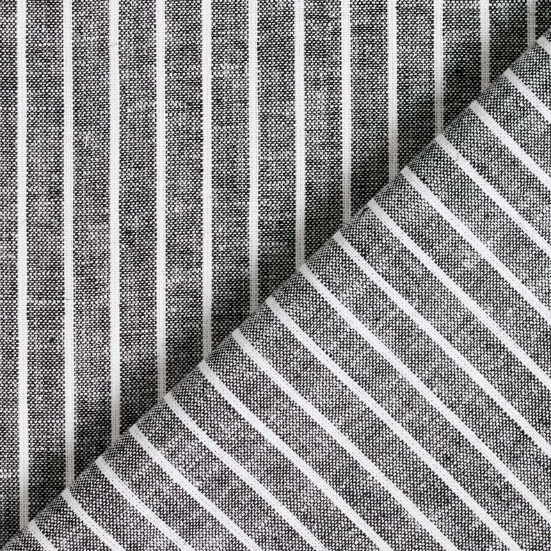 Hør-bomulds-miks brede striber – sort/hvid,  image number 4