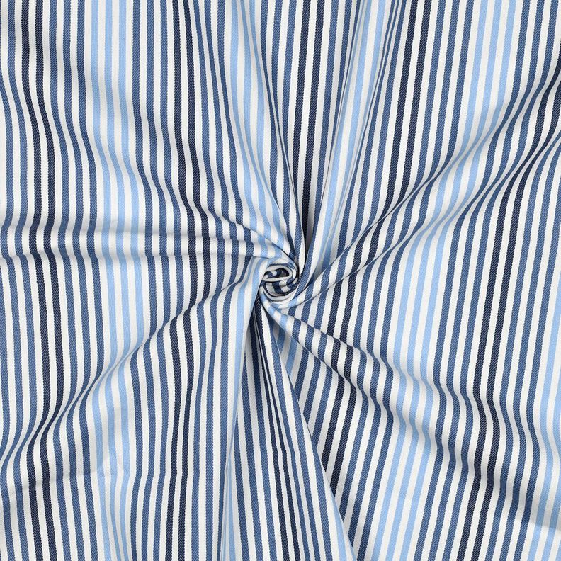 Denim Bomuldsblanding Striber| Poppy Fabrics – jeansblå/uldhvid,  image number 3