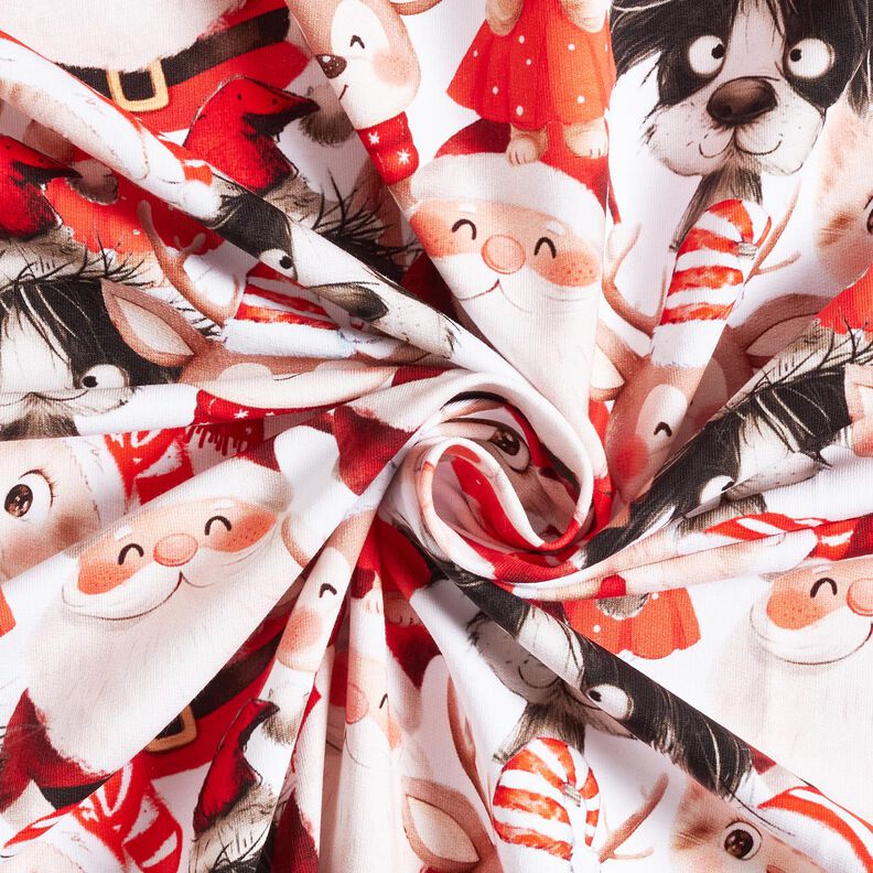 French Terry Sommersweat Dyr i julekostumer Digitaltryk – hvid/chili,  image number 3