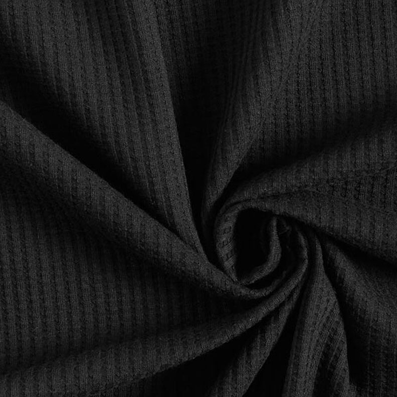 Vaffeljersey af bomuld ensfarvet – sort,  image number 1