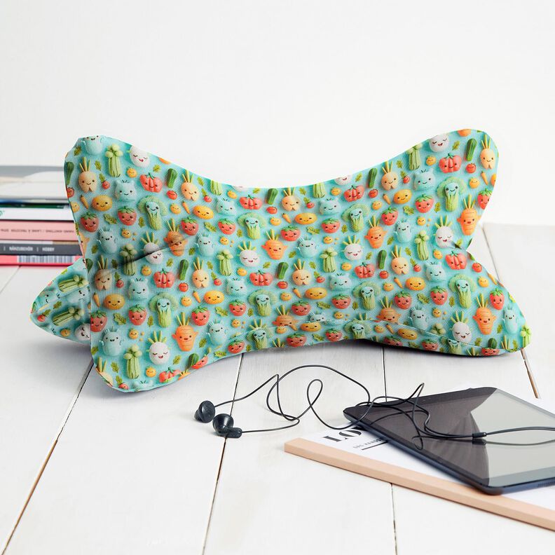 Bomuldspoplin glade modellervoks-grøntsager Digitaltryk – aquablå,  image number 7