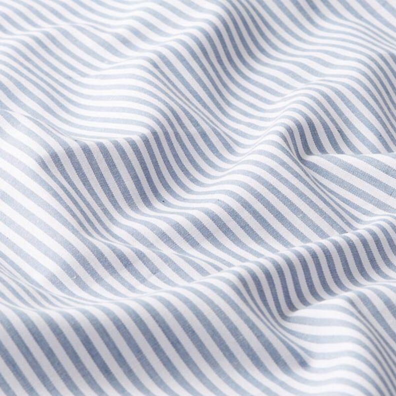 Bomuldspoplin Striber, garnfarvet – jeansblå/hvid,  image number 2