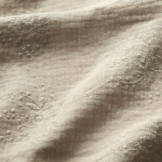 Musselin/Dobbelt-Crincle stof Tone-i-tone blomsterranke – silkegrå, 