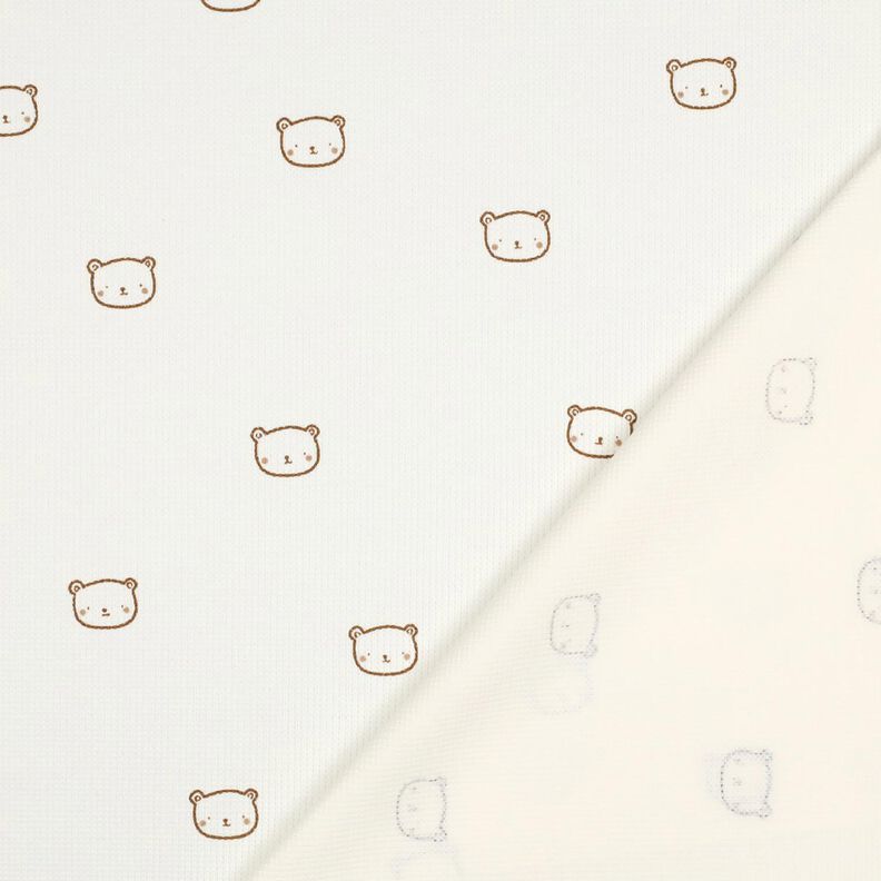 Vaflet jersey lille bjørn | Poppy Fabrics – uldhvid/råbrun,  image number 4