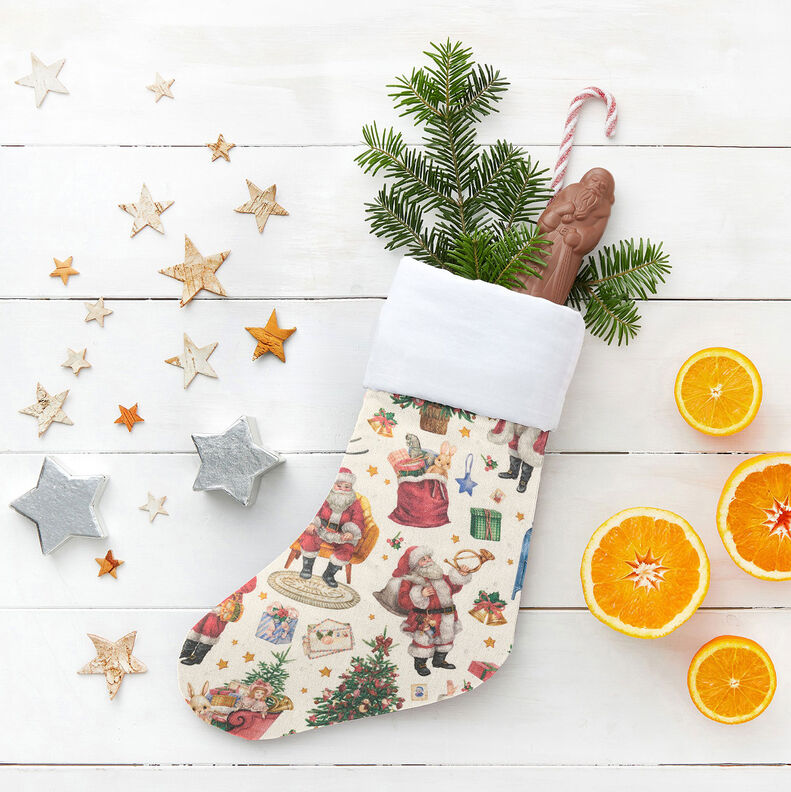 Dekorationsstof Halvpanama nostalgisk juletid – natur/rød,  image number 6