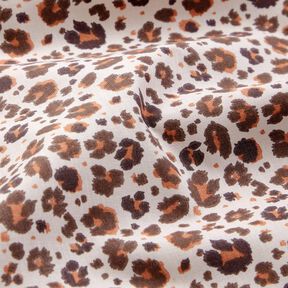 Bomuldsstof Cretonne store leopardpletter – mellembrun/lysebeige, 