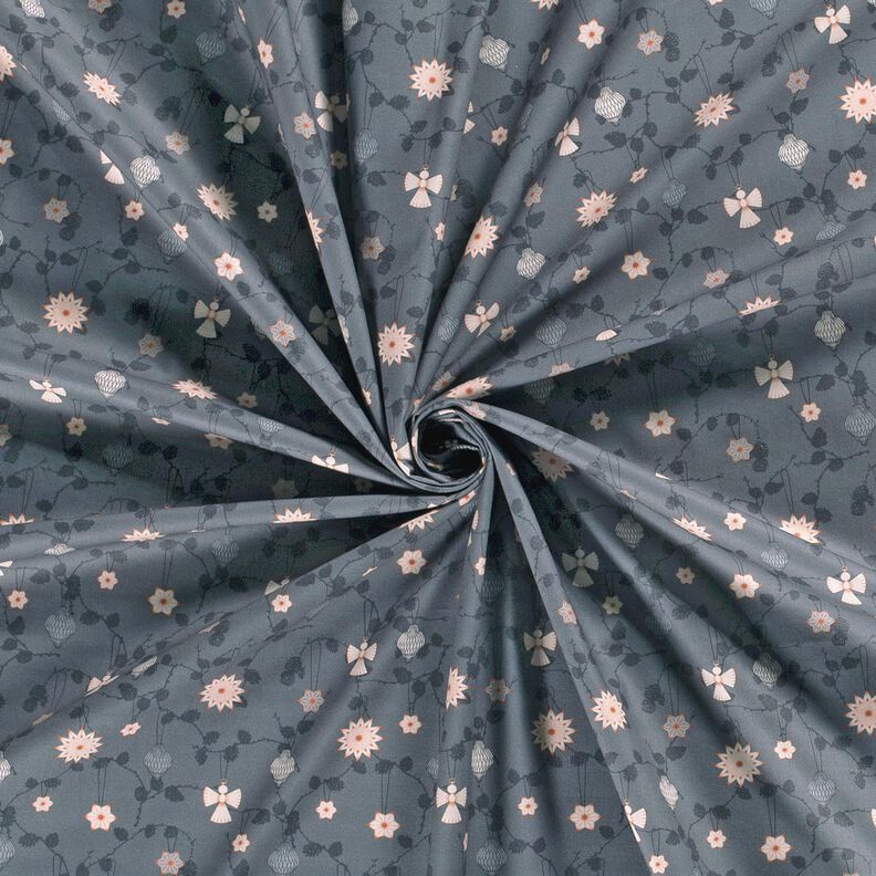 Bomuldsstof Poplin skandinavisk træpynt – skiffergrå,  image number 3