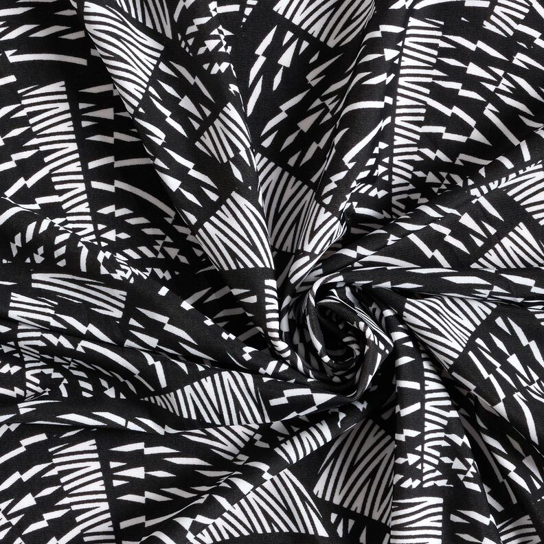 Badetøjsstof abstrakt grafisk mønster – sort/hvid,  image number 3