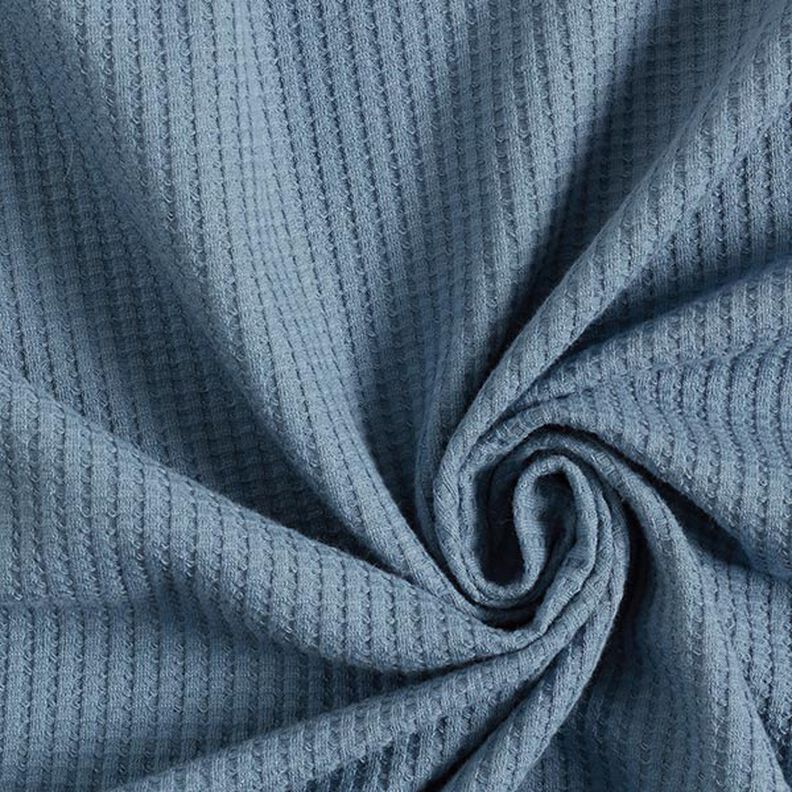 Vaffeljersey af bomuld ensfarvet – jeansblå,  image number 1
