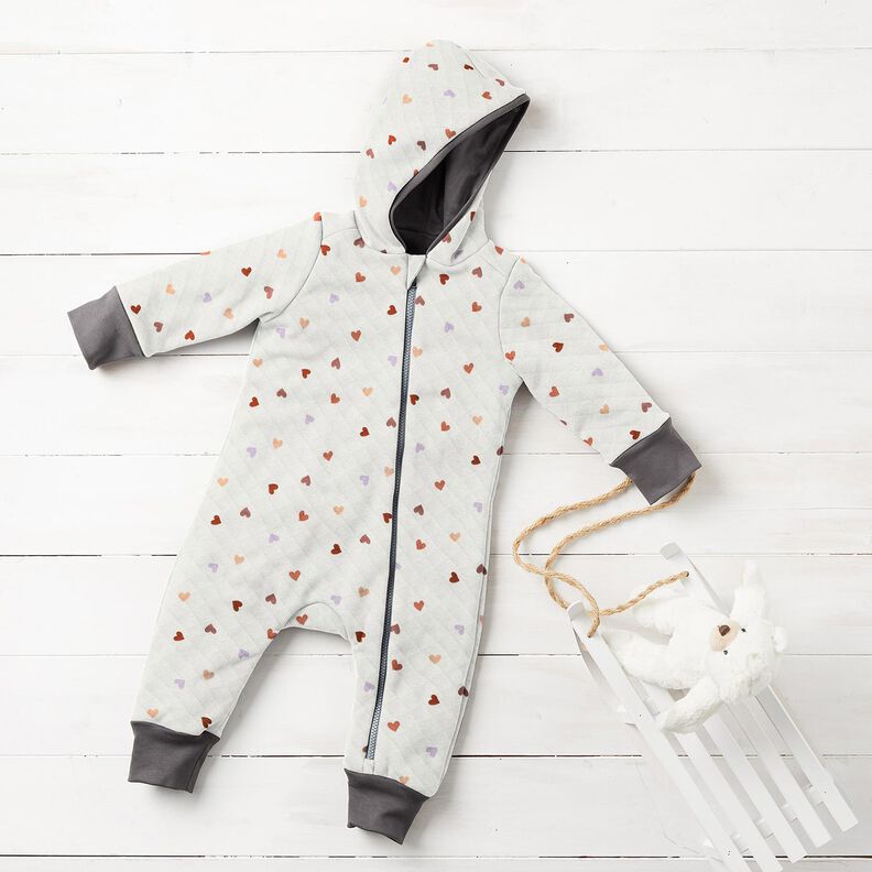 Doubleface Jersey farverige hjerter &ndash; elfenben,  image number 5