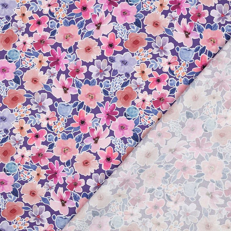 Bomuldspoplin blomster | Poppy Fabrics – rødlilla,  image number 4