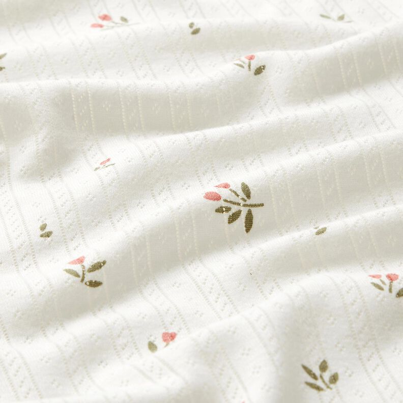 Ajour Bomuldsjersey tulipaner – elfenben,  image number 2